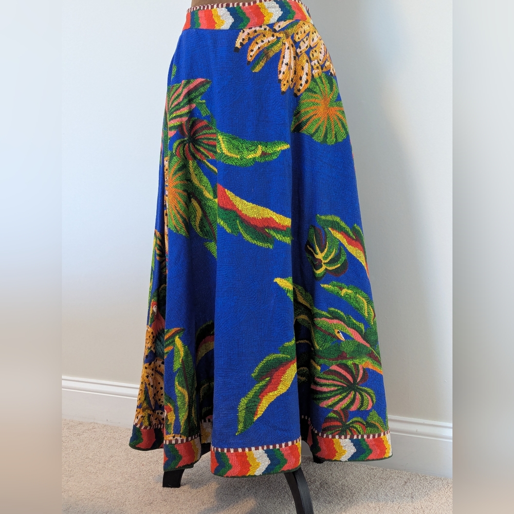 FARM Rio Blue Tropical-Print Midi Skirt - Picture 3 of 9